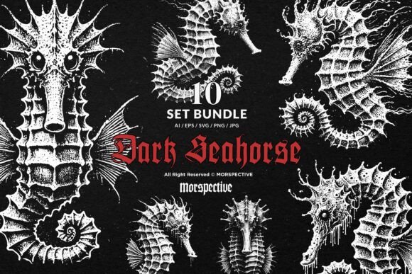 10 Bundle Dark Art Seahorse Sea Animal: A Deep Dive into Marine Illustration