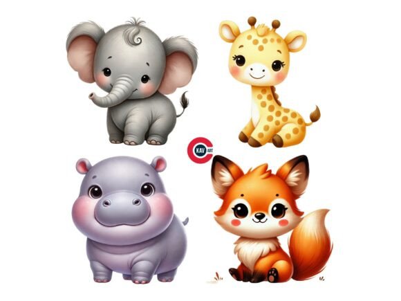 Adorable Nursery Animal Clipart: A Creative Asset for Modern Design