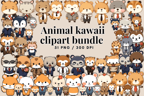 Animal Kawaii Clipart Bundle: Your Go-To for Adorable Design Assets