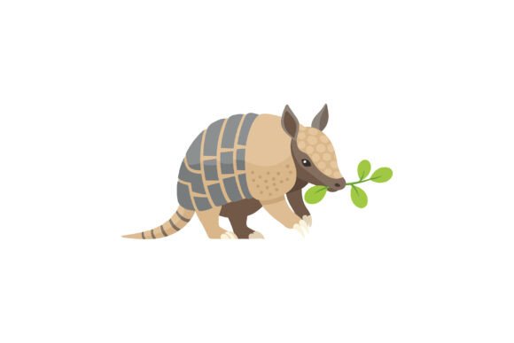 Armadillo Animal Eating Green Leaves Nat: A Font with Organic Character