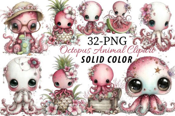 Bring Playful Charm to Your Projects with Whimsical Octopus Animal Clipart