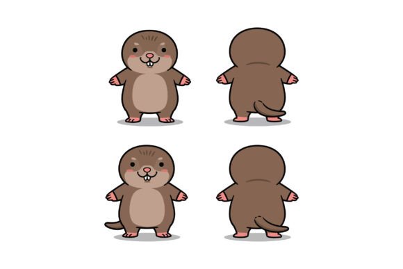 Cartoon Mole Animal Front and Back View: Your Next Favorite Design Asset