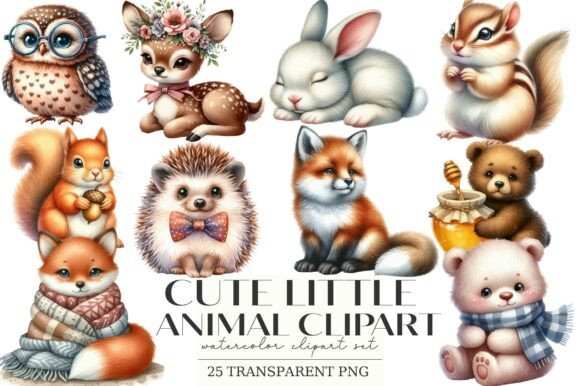 Charming Cute Little Animal Clipart for Creative Projects