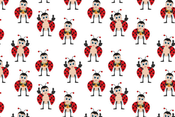 Charming & Playful: The Cute Ladybug Cartoon Pattern