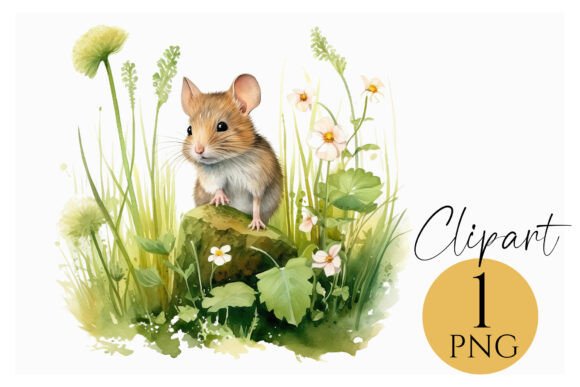 Charming Spring Mouse Clipart: A Woodland PNG for Nature Lovers