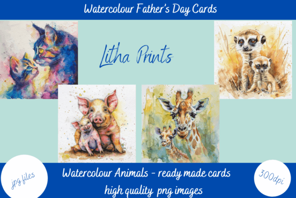 Charming Watercolour Designs for Dad: Father’s Day Animal Cards 2