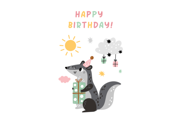 Charming Woodland Vibes: The Happy Birthday Card. Cute Forest Animal Collection