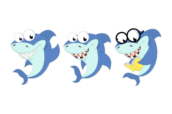 Cute Blue Shark Animal Cartoon: A Friendly Bite for Your Designs