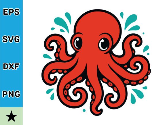 Cute Red Octopus Animal SVG Vector: A Playful Design Asset