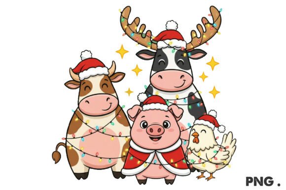 Farm Animal Christmas Lights PNG: A Designer's Festive Asset