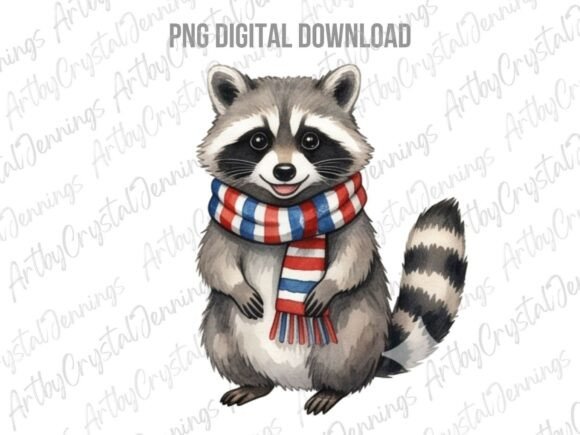 Patriotic Woodland Raccoon Animal PNG: A Designer's Asset