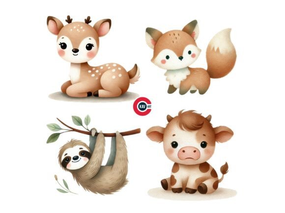 Playful Nursery Animal Clipart for Creative Designs