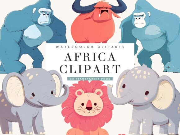 Watercolor Africa Animal Clipart Bundle: Your Creative Safari