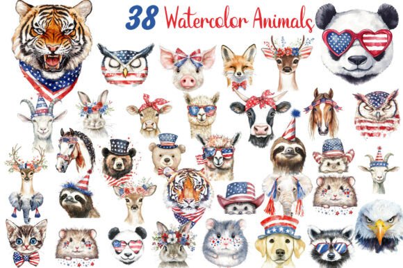Watercolor Animal 4th of July Clipart: A Designer's Guide to Festive Graphics