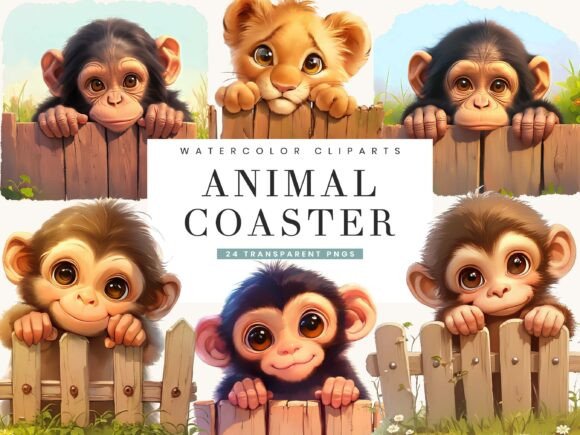 Watercolor Funny Animal Coaster Clipart: A Creative Toolkit